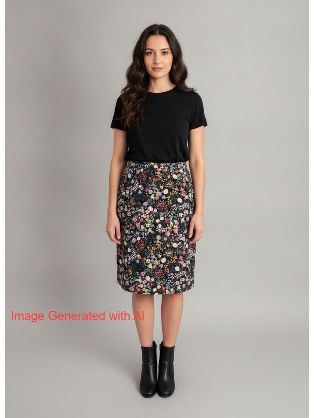 Philosophy Women's Black and Multicolor Floral Pencil Skirt Size 10 EUC